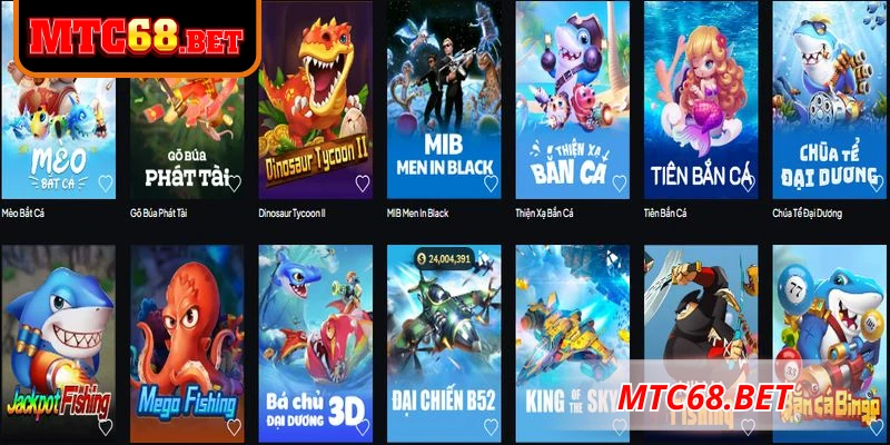 Những trò chơi hấp dẫn được ưa chuộng tại sảnh Bắn cá MTC68